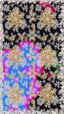 Raster oryantal süs. Geleneksel klasik altın desen. Gri renkli ve altın elementli altın desenli. Barok tarzında kusursuz bir doğulu süsü..