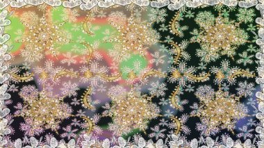 Noel, kar tanesi, yeni yıl. Gri renklerde ve altın elementlerle kusursuz klasik desen. Gri renklerde altın desenli altın elementler.