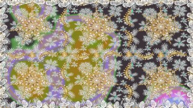 Kusursuz oryantal klasik altın desen. Gri renklerde altın tekrarlayan elementler içeren Raster soyut arkaplanı.