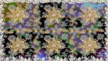 Kusursuz altın desen. Raster oryantal süs. Gri renklerde, altın elementlerle kusursuz desen.