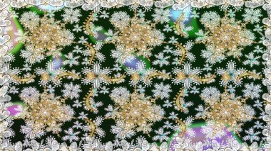 Kusursuz desenli altın elementler. Altın şablon. Klasik çiçek dokusu. Gri renkli Royal retro. Kart, duvar kağıdı, ambalaj ve tekstil için klasik tasarım. Raster illüstrasyonu.