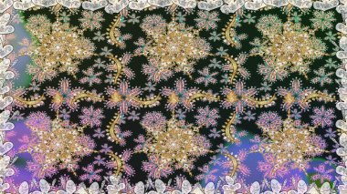 Damask pürüzsüz süsü. Geleneksel raster ve altın desen. Gri renkler üzerinde klasik oryantal desen.