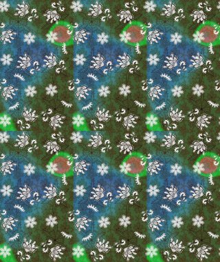 Çiçek. Taslak dekoratif arka plan, çiçek mandala. Yeşil ve mavi renklerde. Raster illüstrasyonu.