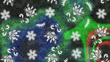 Miles Fleur, süslü püslü bir süs. Kumaş, tekstil, duvar kağıdı baskısı için. Eskiz geçmişi. Raster illüstrasyonu. Tomurcukları papatya çiçekleri olan sevimli bir çiçek deseni. Antika retro tarzı.