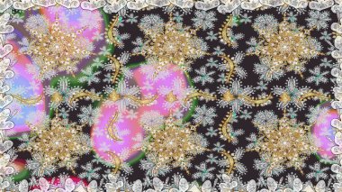 Raster altın desen. Doğulu stil, altın elementli gri renkli altın desenli arabesk yapar. Kusursuz kıvırcık saçlar..