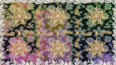 Paisleys zarif çiçek desenli dikdörtgen arka plan duvar kâğıdı illüstrasyonlu klasik stil, modern 3D çizgili sanat altın ve gri desenli çiçek yaprakları ve süslemeleri..