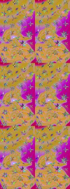 Çiçek deseni. Raster güzel kumaş deseni çiziyor. Renkli Bahar Teması eskiz kalıbı. Düz Çiçek Elementleri Tasarımı.