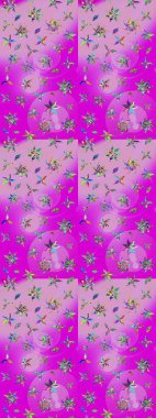 Sevimli çiçek raster deseni. Modaya uygun kumaş deseni. Renkli Yaz Temalı eskiz kalıbı. Düz Çiçek Elementleri Tasarımı.