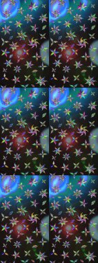 Sevimli çiçek raster deseni. Gri ve mavi renkte çiçekler. Renkli Bahar Teması eskiz kalıbı. Düz Çiçek Elementleri Tasarımı.