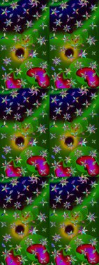 Yeşil ve siyah üzerine çiçekler. Eskiz arkaplan modeli. Suluboya, elle çizilmiş. Raster stoku.