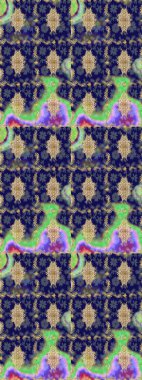 Altın elementlerle mavi renklerde altın desen. İslam tasarımı. Çiçek kiremitleri. Eskiz desenli oryantal süs. Raster altın tekstil baskısı.