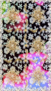 Paisleys zarif çiçek desenli arkaplan duvar kâğıdı çizimi. Klasik stil, güzel 3D çizgili sanat eseri. Tarafsız ve gri desenli çiçek yaprakları ve süslemeleri..