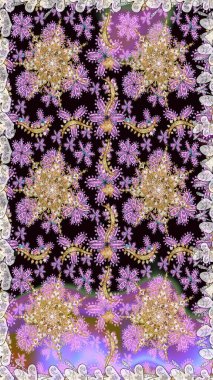 Damask kusursuz yinelenen arkaplan. Siyah ve nötr renklerde altın element. Doku arka planında altın duvar kâğıdı. Barok tarzında altın çiçekli süs..