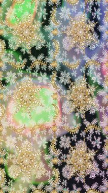 Kusursuz altın desenli bukleler. Altın elementli nötr ve gri renkler. Raster altın desen. Doğu tarzı arabesk. Raster illüstrasyonu.