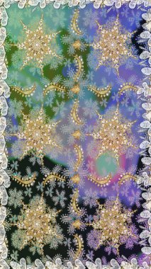 Doğu tarzı arabesk tarzında altın elementler. Gri ve nötr renklerde kusursuz desen. Raster altın pürüzsüz desen. Kusursuz altın desenli bukleler..