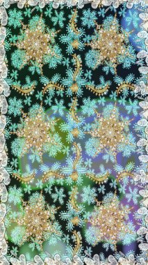 Doğulu stil altın deseni altın elementlerle birlikte nötr ve mavi renklerde arabesliyor. Kusursuz kıvırcık saçlar. Raster altın desen.