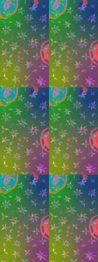 Raster illüstrasyonu. Tekstil veya kitap kapakları, imalat, duvar kağıtları, baskı, hediye paketi ve yapıştırma kitabı için çiçek eskizi geçmişi. Küçük ölçekli çiçeklerdeki basit sevimli desen.