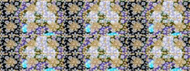 Çiçek desenli altın metal. Tarafsız ve gri renkler ve altın elementler. Kusursuz altın desen. Raster altın çiçek süsü brokar kumaş ve cam desenli..