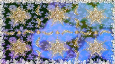 Damask kusursuz yinelenen arkaplan. Doku arka planında altın duvar kâğıdı. Barok tarzında altın çiçekli süs. Mavi ve gri renklerde altın element.