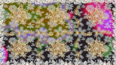 Gri ve nötr renklerde altın elementler. Barok tarzında kusursuz bir doğulu süsü. Geleneksel klasik raster altın pürüzsüz desen.