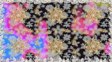 Doğu tarzı arabesk tarzında altın elementler. Raster altın pürüzsüz desen. Gri ve nötr renklerde kusursuz desen. Kusursuz altın desenli bukleler..