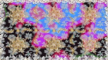 Geleneksel oryantasyon süsü. Kusursuz klasik raster grisi, nötr ve altın desenli. Klasik vintage arkaplan.