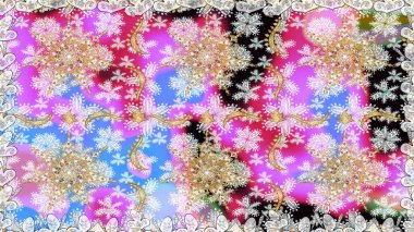 Raster illüstrasyonu. Tarafsız ve bej renklerde, altın elementli klasik dikişsiz desen.