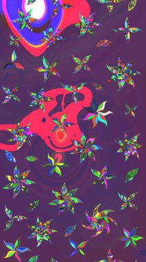 Raster illüstrasyonu. Ultraviyole kumaş deseni. Çizim kalıbı. Organik motif arkaplanı.