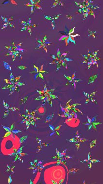 Mor ve mor çiçekli bahar çiçekleri. Küçük çiçekte güzel bir desen. Moda baskıları için zarif bir şablon. Küçük renkli çiçekler. Motley illüstrasyonu.