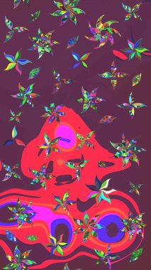 Çiçek deseni. Raster güzel kumaş deseni çiziyor. Renkli Bahar Teması eskiz kalıbı. Düz Çiçek Elementleri Tasarımı.