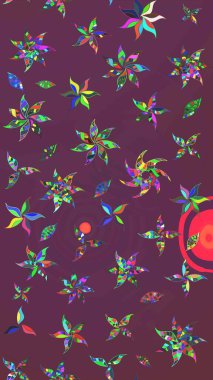 Güzel çiçek deseni. Kahverengi ve mor renkli çiçekler. Renkli Bahar Teması eskiz kalıbı. Düz Çiçek Elementleri Tasarımı.