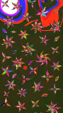 Çiçekli bahar çiçekleri. Küçük çiçekte güzel bir desen. Küçük renkli çiçekler. Motley illüstrasyonu. Moda baskıları için zarif bir şablon.