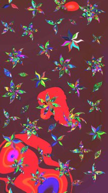 Sabıka fotoğraflarında, bebek kıyafetlerinde, duvar kâğıtlarında, paket kutularında falan kullanılabilir. Zarif, parlak ve eskiz kahverengi ve kırmızı çiçek desenli tasarım. Raster..