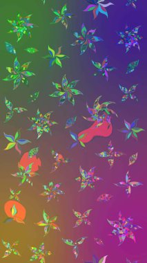 Raster çiçek desenleri çiziyor. Vadinin çiçekleri mor ve yeşil renklerde.