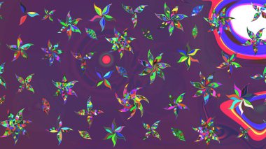 Mor ve mor renkli çiçek çizimi. Çiçek deseni. Mor ve mor renkli çiçekler. Raster illüstrasyonu. Şatafatlı bahar bahçesi dokusu.