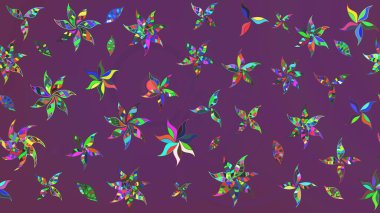 Elle boyanmış suluboya resim çizimleri, çiçekler ve bitkiler. Mor ve yeşil renkte çiçekler.