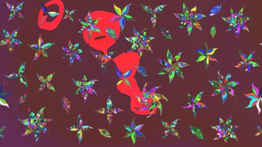 Renkli Bahar Teması eskiz kalıbı. Süslü kumaş deseni. Raster illüstrasyonundaki çiçek desenli çizim. Düz Çiçek Elementleri Tasarımı.