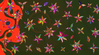 Vadinin yeşil ve gri renkli çiçekleri. Raster çiçek desenleri çiziyor..