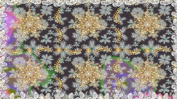 Süslü dekorasyon. Gri ve nötr renklerdeki altın desenli altın elementler. Raster klasik barok çiçeksiz altın desenli. Lüks, kraliyet ve Viktorya dönemi konsepti.