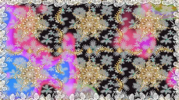 Doğu tarzı arabesk tarzında altın elementler. Raster altın pürüzsüz desen. Gri ve nötr renklerde kusursuz desen. Kusursuz altın desenli bukleler..