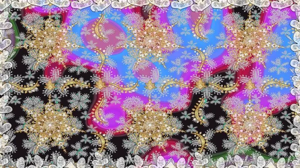 Geleneksel oryantasyon süsü. Kusursuz klasik raster grisi, nötr ve altın desenli. Klasik vintage arkaplan.