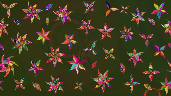 Tekstil için figür. Poster ya da kapak için arka plan. Davetiye ve kartpostal tasarımı için dekoratif çiçek unsurları. Yapraklı çizim şekli. Sevimli zarif çiçekler Raster illüstrasyonu.