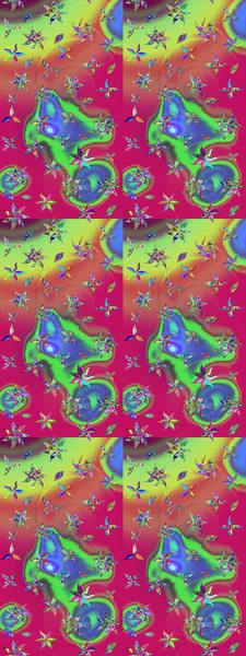 Çiçekli güzel suluboya desen. Raster illüstrasyonu. Yeşil ve morumsu renklerde.