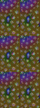 Küçük çiçekte hoş bir çiçek deseni var. Çiçeksel elementlerle süslenmiş zarif raster dokusu. Parlak çiçekli yeşil ve kahverengi renkler üzerine soyut çizim deseni.