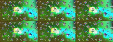 Egzotik çiçekler, yeşil ve mavi renkler üzerine botanik ve parlak klasik doğa. Raster illüstrasyonu. Klasik tropikal doğal elementlerin suluboya seti.