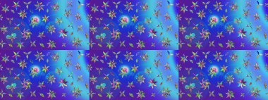 Raster illüstrasyonu. Eski usul. Tomurcukları papatya çiçekleri olan sevimli bir çiçek deseni. Kumaş, tekstil, duvar kağıdı baskısı için. Eskiz geçmişi. Miles Fleur, dandik süs.