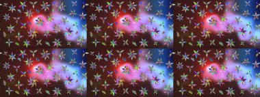 Çiçekli karalama şeklinde Raster çiçek deseni. Raster illüstrasyonu. Yumuşak, yaz çiçekleri kahverengi ve mavi renklerde.