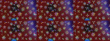 Çizim çiçek deseni duvar kağıdı, web sitesi arka planı, ambalaj kağıdı, davetiye, broşür, afiş veya web sitesi için kullanılabilir. Parlak elementlerin. El çizimi Raster illüstrasyonu.