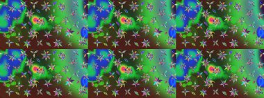 Taslak dekoratif arka plan, çiçek mandala. Raster illüstrasyonu. Çiçek. Yeşil ve mavi renklerde.