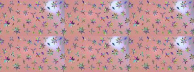 Tarafsız ve pembe renkler üzerine çiçek desenli eskiz, el yapımı papatyalar, papatyalar. Tekrarlayan çiçek arkaplanı, zarif nötr ve pembe çiçek duvar kağıdı.